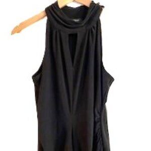 WHBM Black High Neck Keyhole Halter Top, Size Small